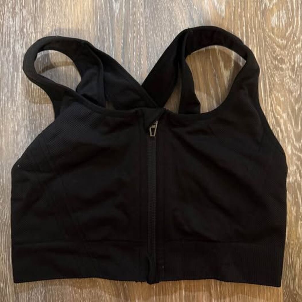 Avia black Front-Zip Racerback Sports Bra